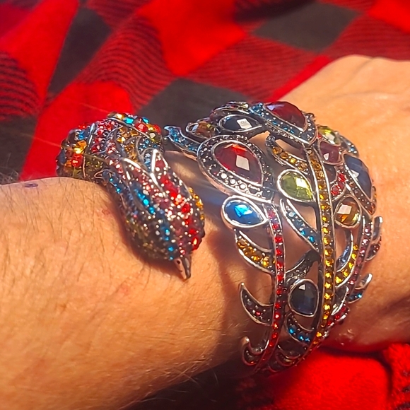 Fansty peacock bangle multi stone silver - Picture 4 of 8